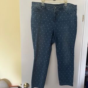 Talbots 20W Flawless Ankle Length Jean with Anchor Pattern